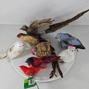 Assorted Artificial Decorative Birds With Feathers & Wires For Crafting & Decor